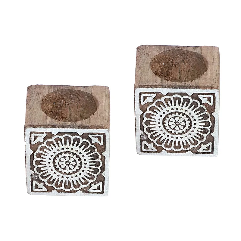Mandala Mango Wood Tea Light Holder - Set Of Two media 6