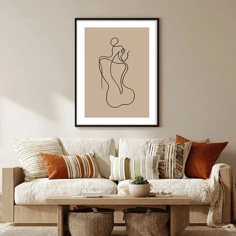 Vellum Nude Canvas Wall Painting With Black Frame media 5