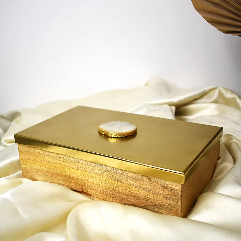 Stove Chest Wood & Agate Storage Box - White media 3