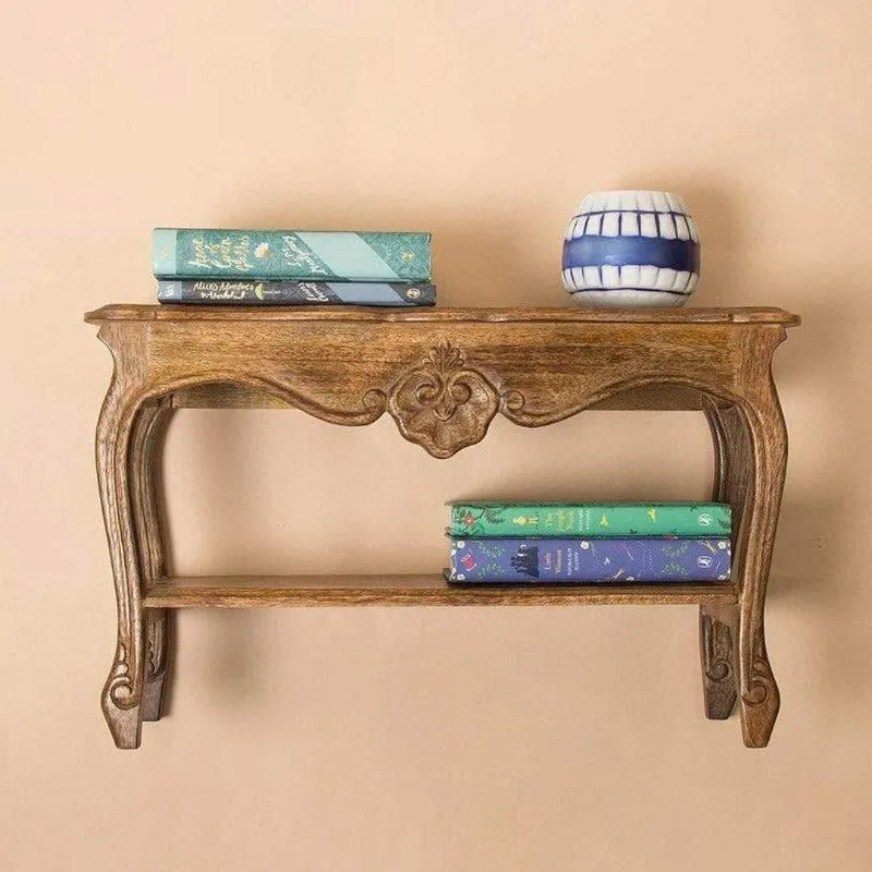 Alice Mini Table Handcrafted Wooden Wall Shelf media 3