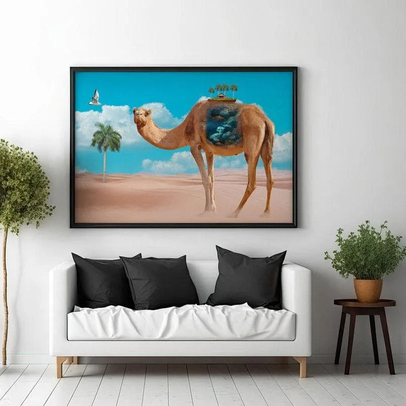 Camel Charm Canvas Wall Painting - Black Frame media 3