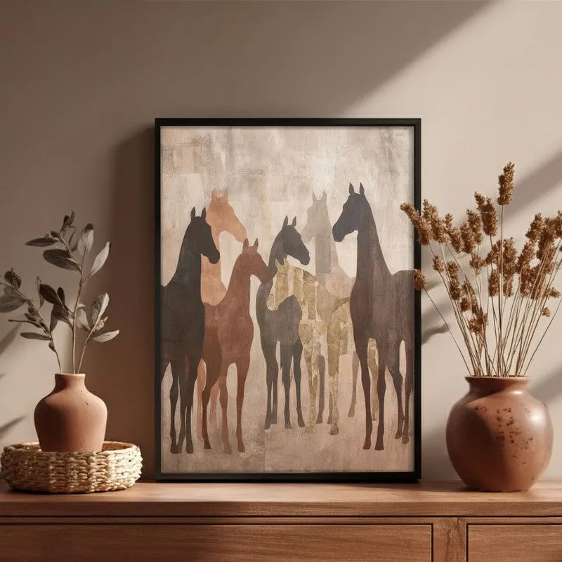 Sandy Horse Wall Painting With Black Frame media 6