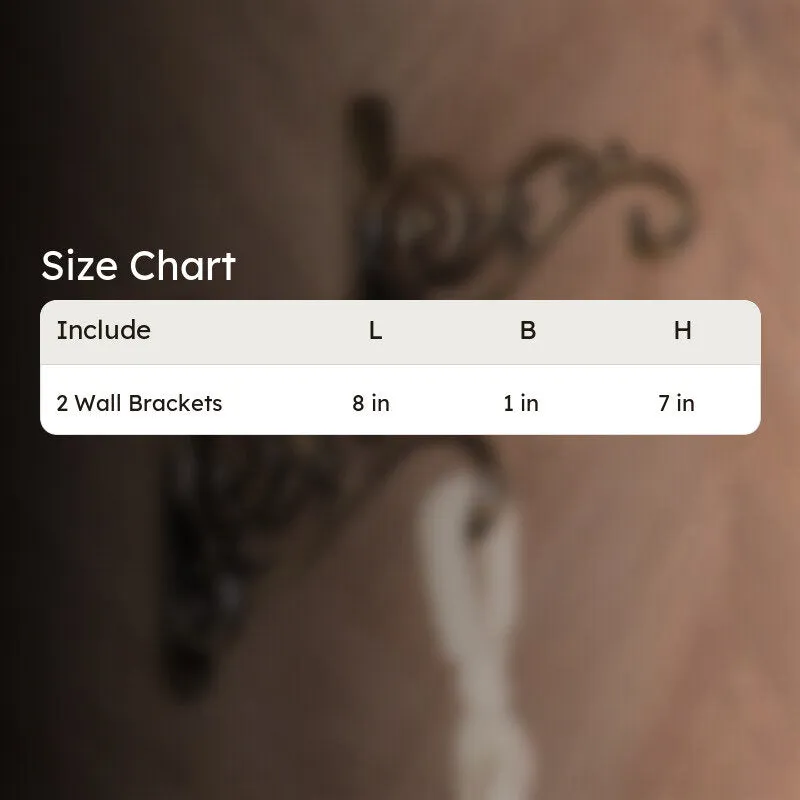 Copper scrollwork wall bracket shown against a softly blurred background