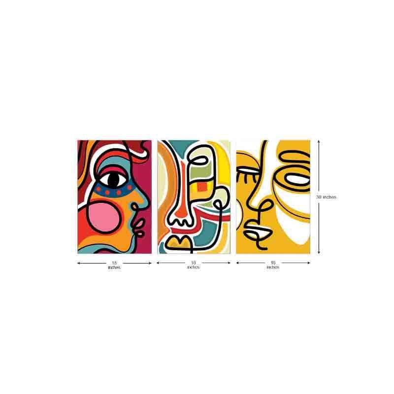 Many Faces Poly Canvas Wall Art - Set of Three media 7