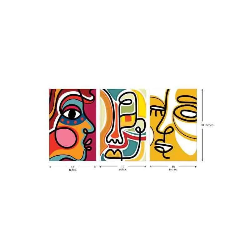 Many Faces Poly Canvas Wall Art - Set of Three media 7