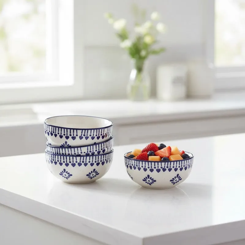 ServeEase Ceramic Snack Bowls (Grey,White, 200 mL Each) - Set Of Four media 1