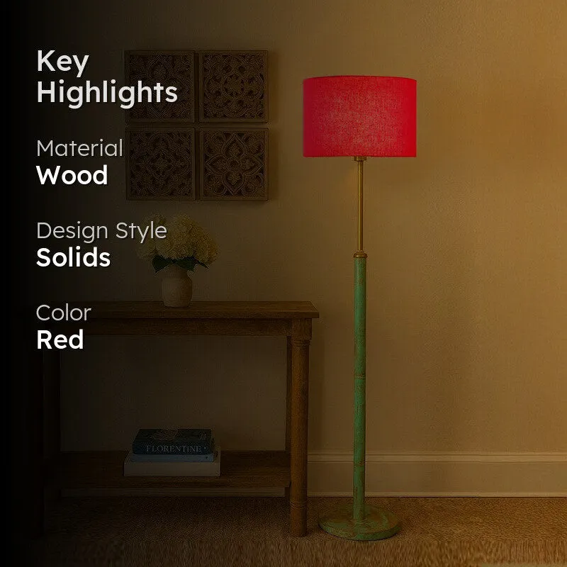 Amber Glow Wooden Floor Lamp - Red media 2