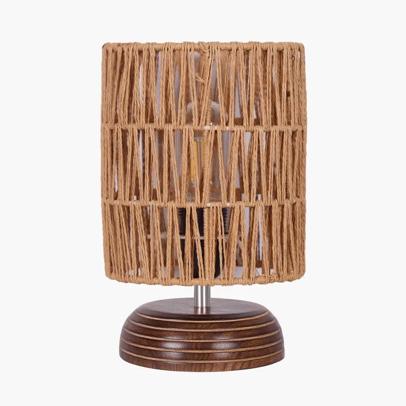 Aura Flick Wooden Table Lamp - Brown,Beige media 3