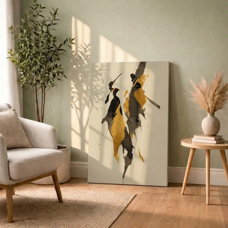 Golden Motion Abstract Canvas Wall Art media 1