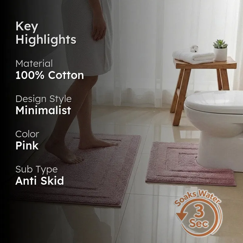 Aqualoom Anti skid Bath Mat (Pink) - Set Of Two media 2