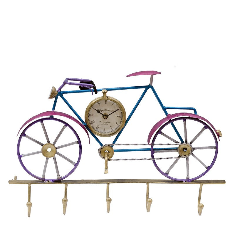 Multi Utility Cycle Key Holder Metal Table Clock media 3