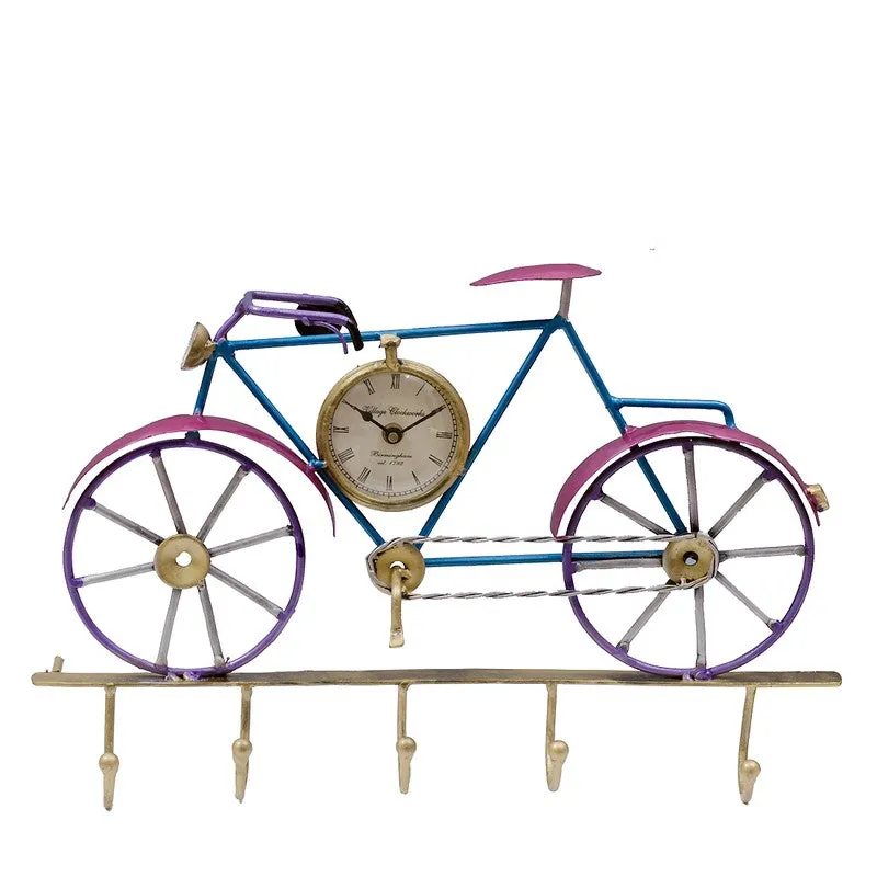 Multi Utility Cycle Key Holder Metal Table Clock media 3