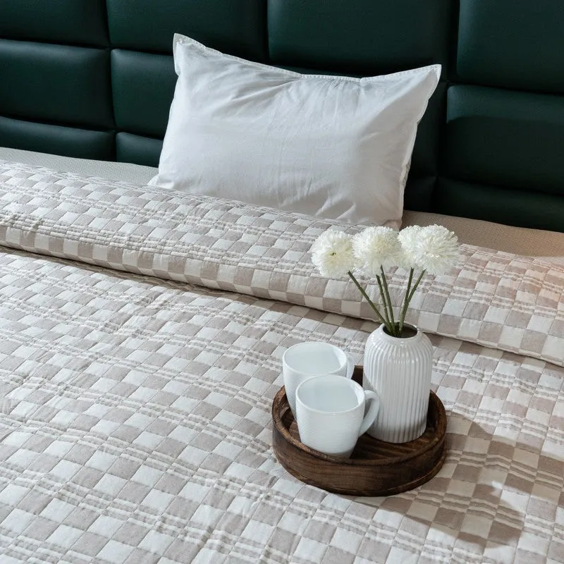 Ivory (Beige Checks Comforter) - Two Piece Set media 3