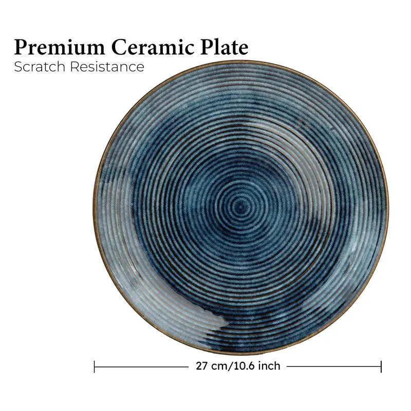 Meghneel Handmade Dinner Set (Blue/1 L/ 180 mL) - 14 Piece Set media 7