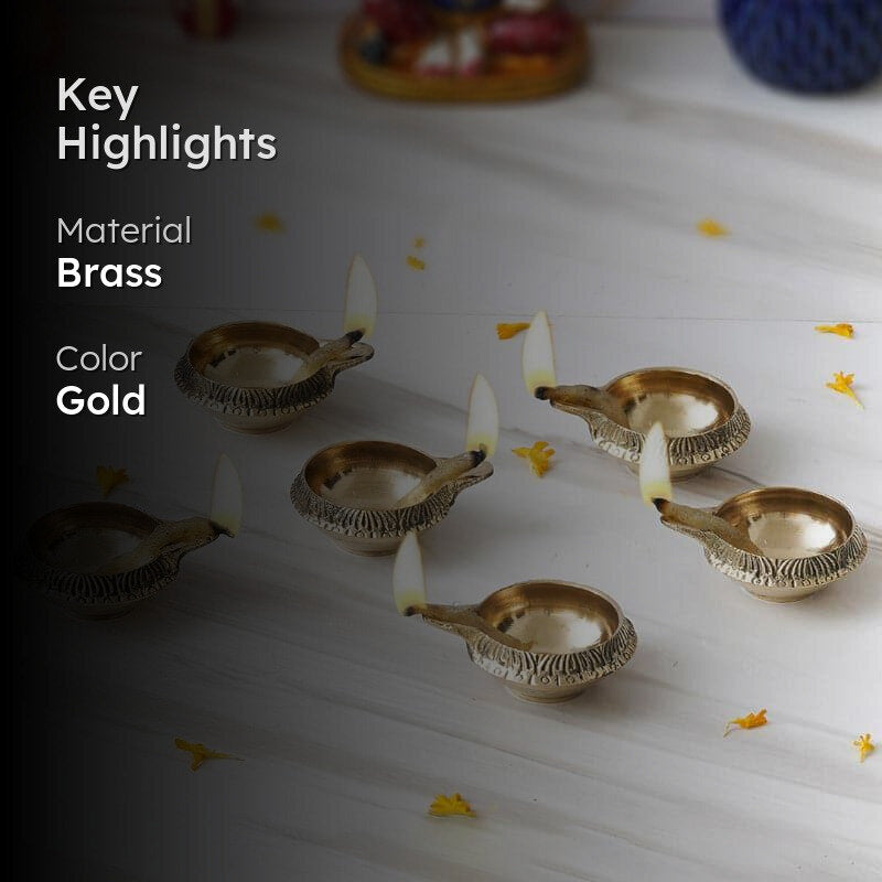 Dritha Brass Diya - Set Of Six media 2