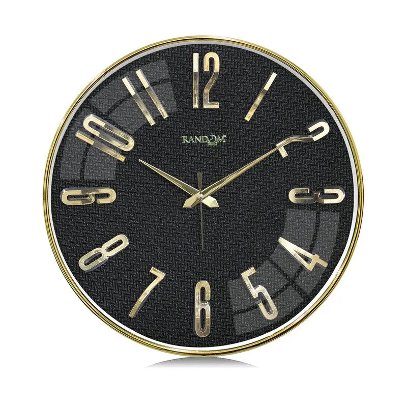 Elite Numeric Plastic Wall Clock - Black & Gold media 3