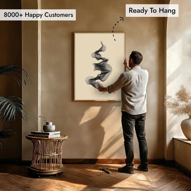 Calligraphy of Calm Archival Paper Wall Painting With Brown Frame media 6