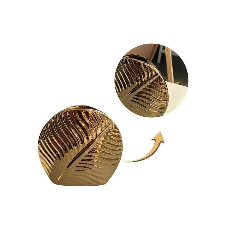 Golden Ceramic Petal Vase media 4
