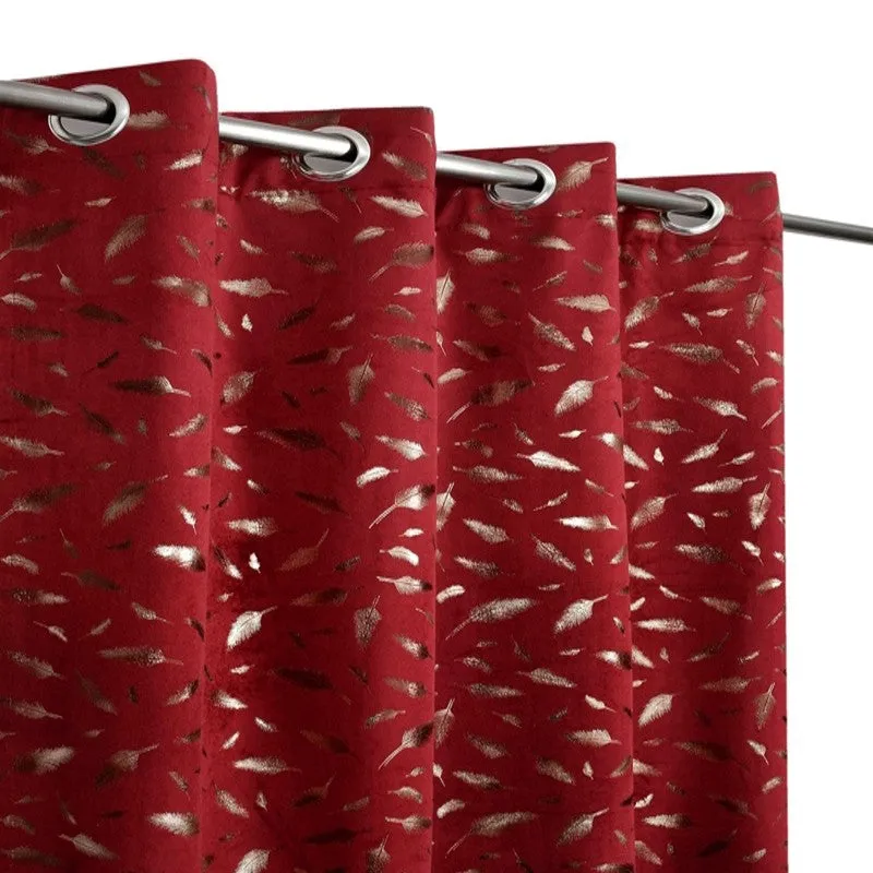 Glow Mist Printed Velvet Curtains (Maroon,Gold) - Set Of Two media 3
