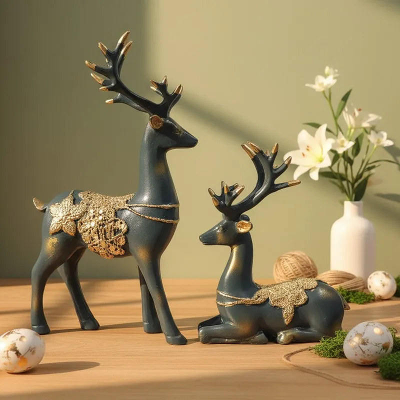 Majestic Reindeer Resin Showpiece - Set of Two - 3