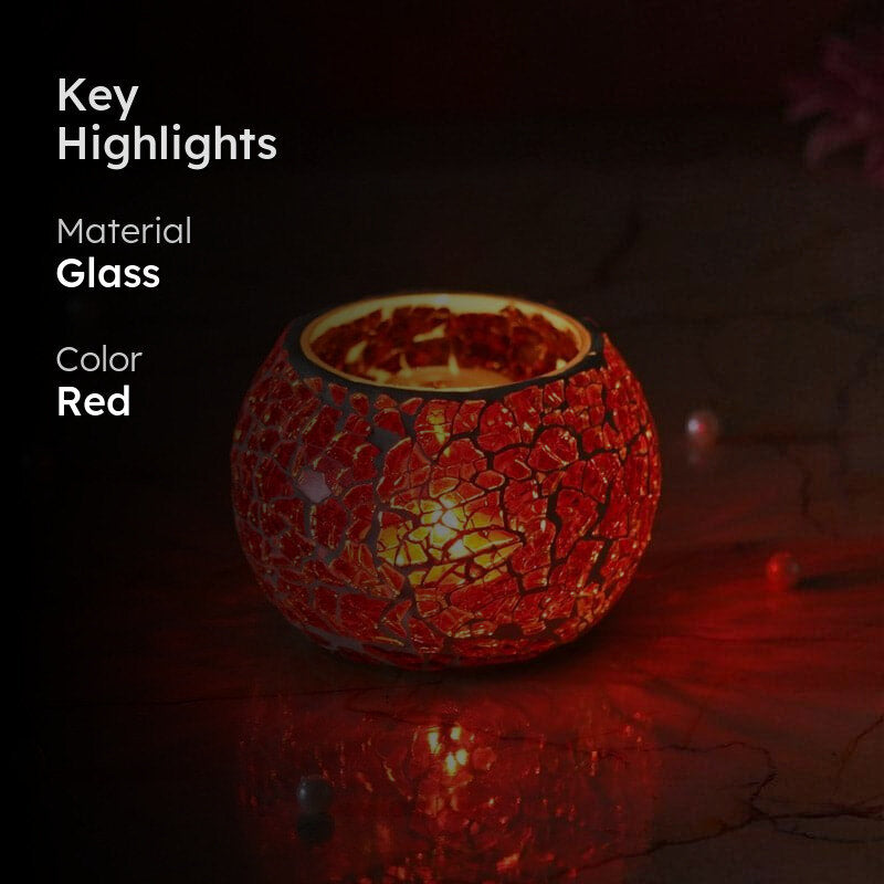 Sabaa Mosaic Tealight Candle Holder - Red media 2
