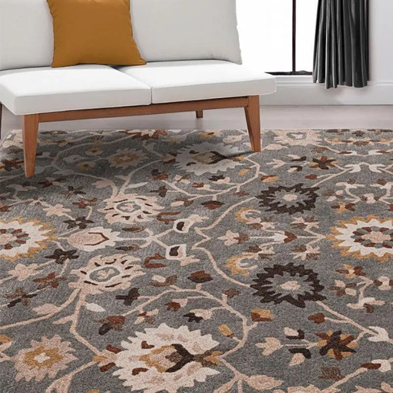 Erinyes Hand Tufted Ethnic Wool & Nylon Carpet - Grey media 3