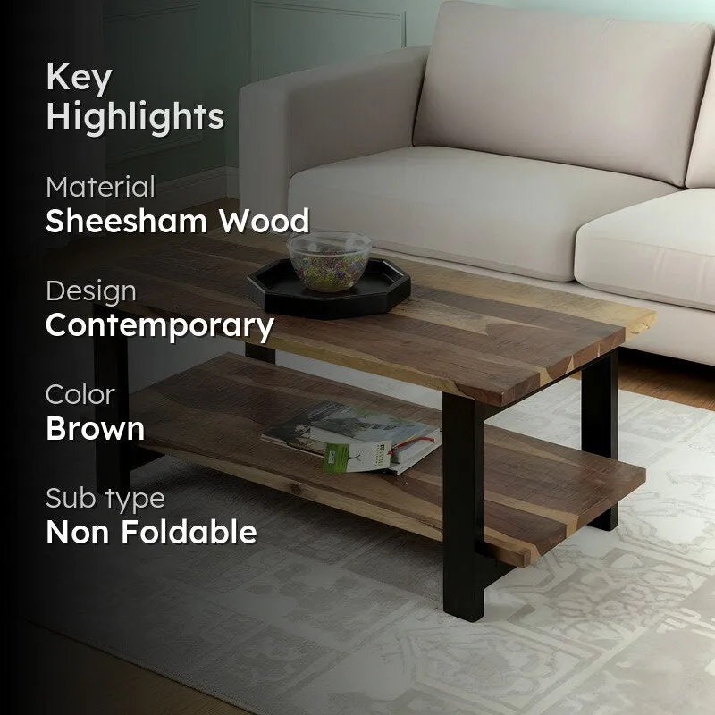 Xirox Sheesham Wooden Center Table - Light Brown media 2