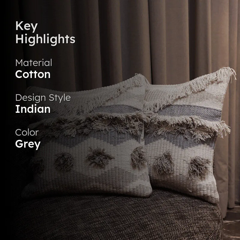 Button Bubble Tufted Cushion Cover (Grey) - Set Of Two media 2