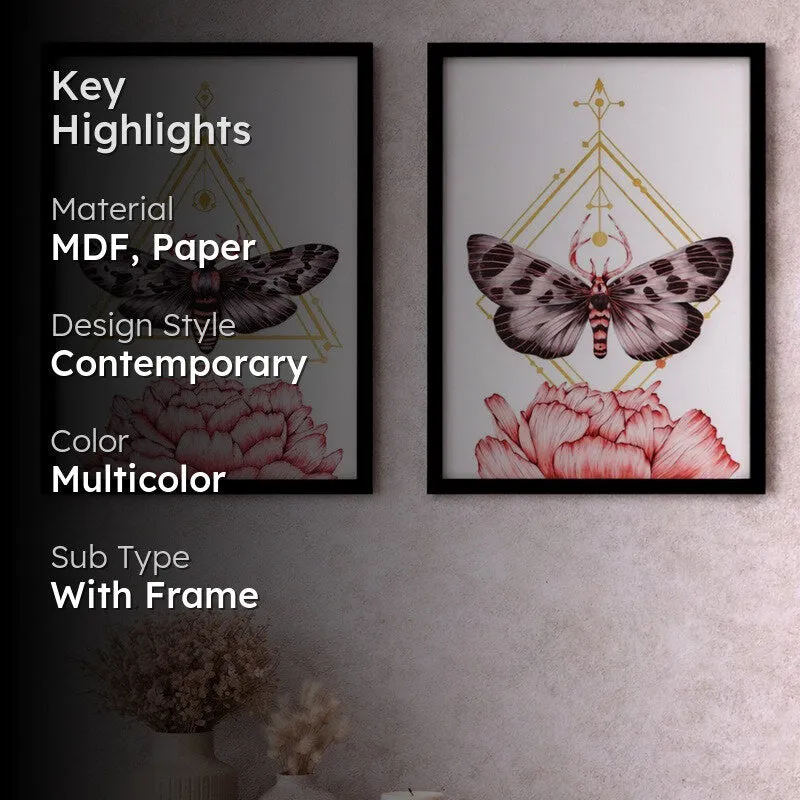 Flutter Paper Wall Painting With MDF Frame - Set Of Two media 2