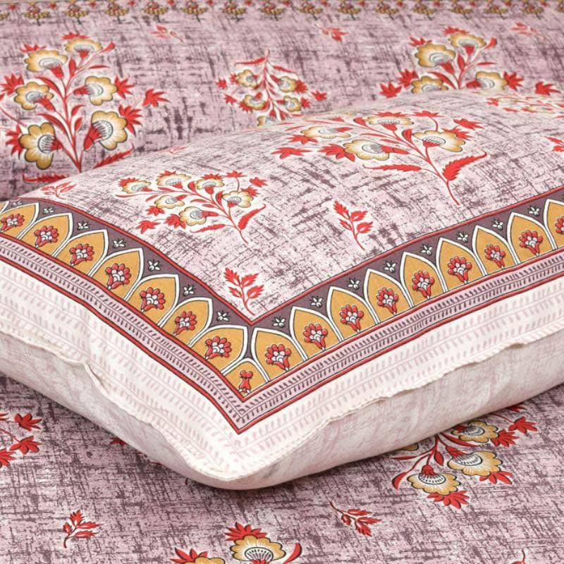 Floral Kaleidoscope Cotton Bedsheet (Red) - 120 TC media 5