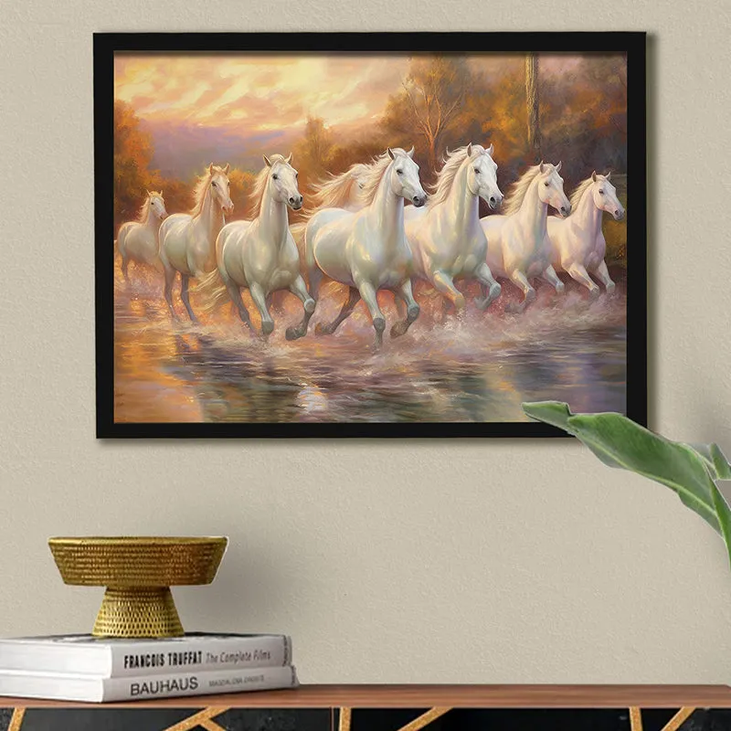 Stallions In Surf Wall Art With Frame media 1
