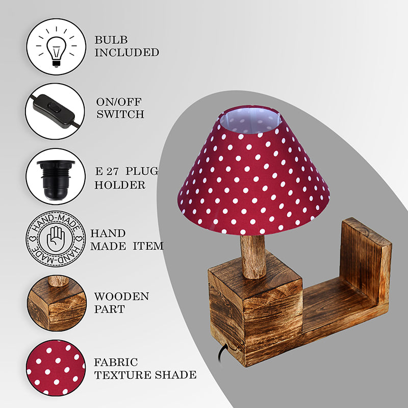 Sentry Polka Fabric Table Lamp - Maroon,Brown,White media 5
