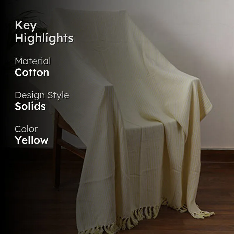 Delicate Drift Knitted Cotton Throw - Pale Yellow media 2