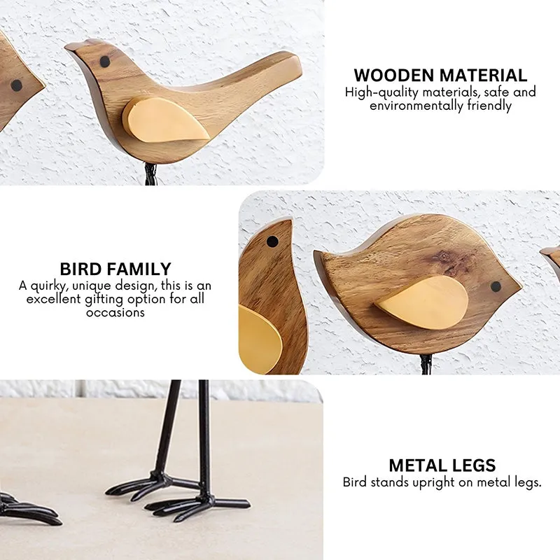 Avian Family Sheesham Wood Showpiece - Set Of Three media 5