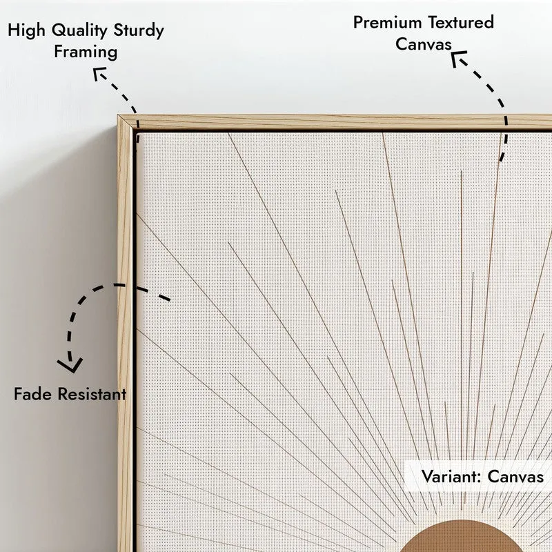 Sunburst Canvas Wall Painting With Brown Frame media 7