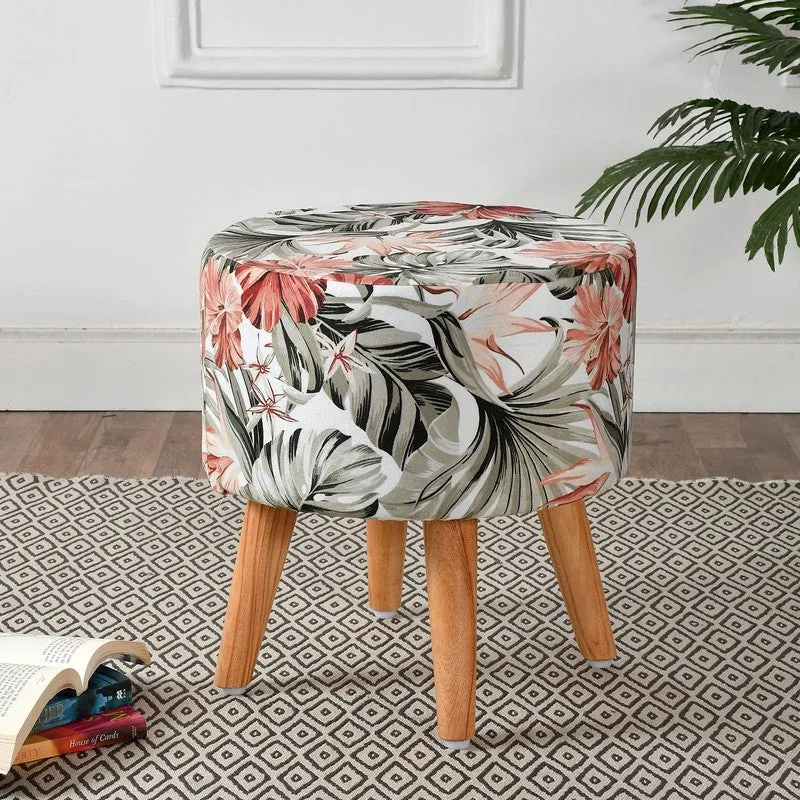 Avira Floral Velvet Ottoman - Multicolor media 1