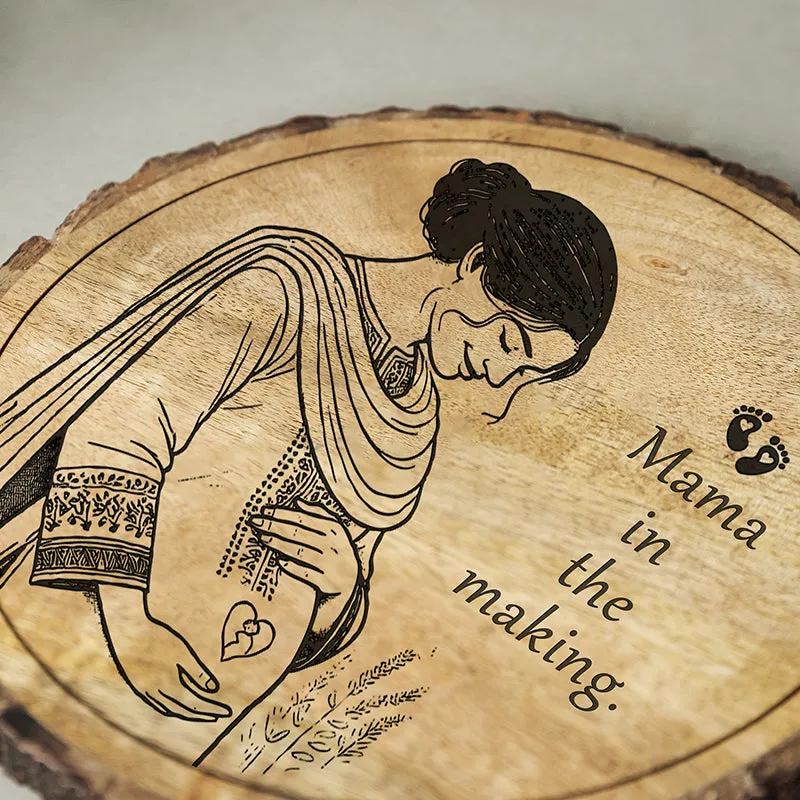 Mama In The Making Wood Showpiece - Round media 4