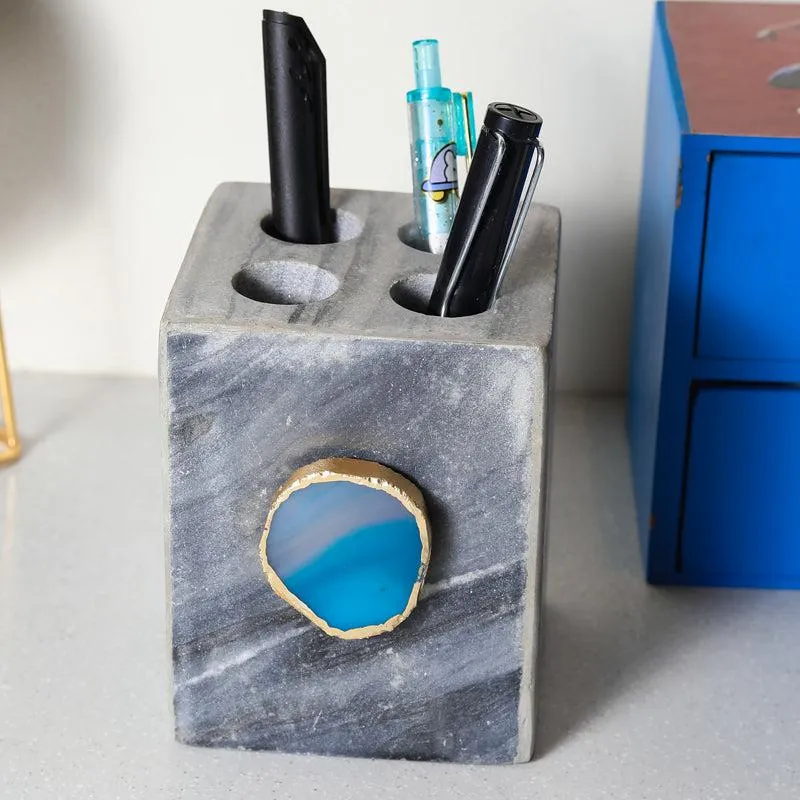 Neiro Marble & Agate Stationary Holder - Turquoise media 3