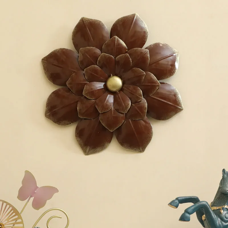 Antique Petal Charm Metal Wall Accent - Brown media 1