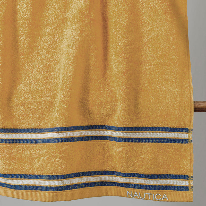 Nautica Dual Down Cotton Bath Towel (Beige & Grow) - Set Of Two media 3