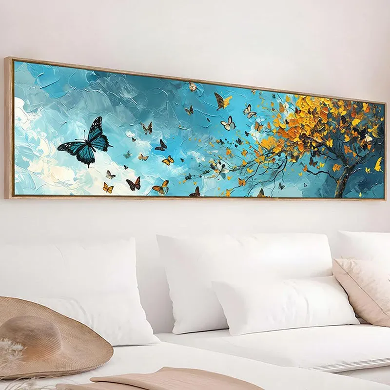 Jardin De Papillons Canvas Wall Art With Frame - Gold & Blue media 3