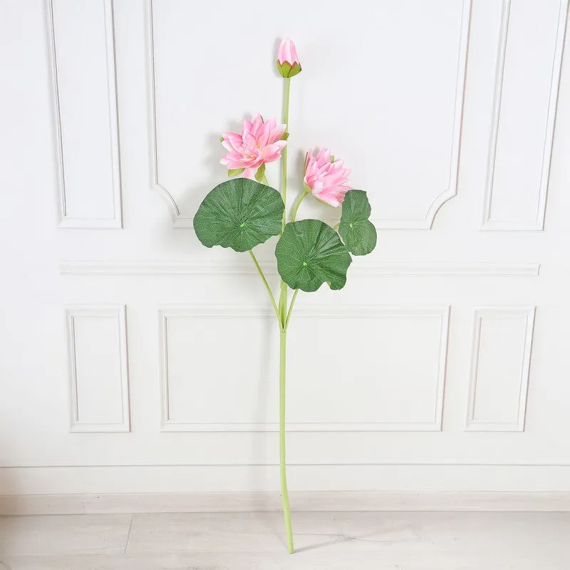 Lotus Bloom Stem with Leaves - Pink media 3