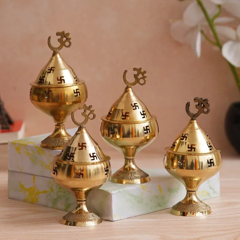 Rudrana Om Swastik Akhand Diya - Set Of Four media 3