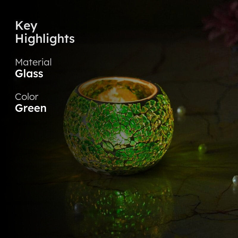Sabaa Mosaic Tealight Candle Holder - Green media 2