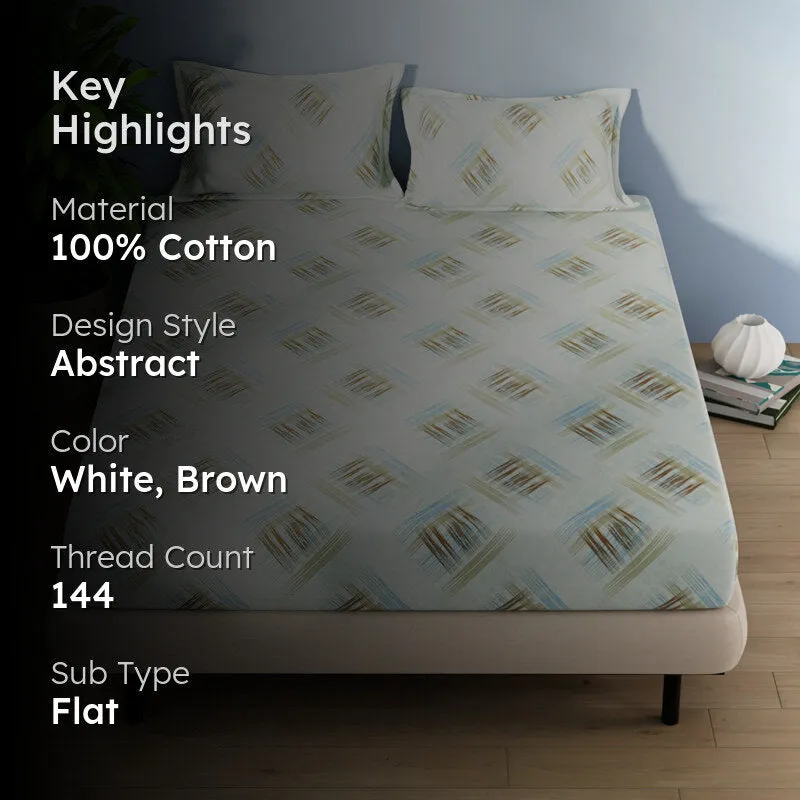 Serina Cotton Bedsheet (Khaki) - 144 TC media 2