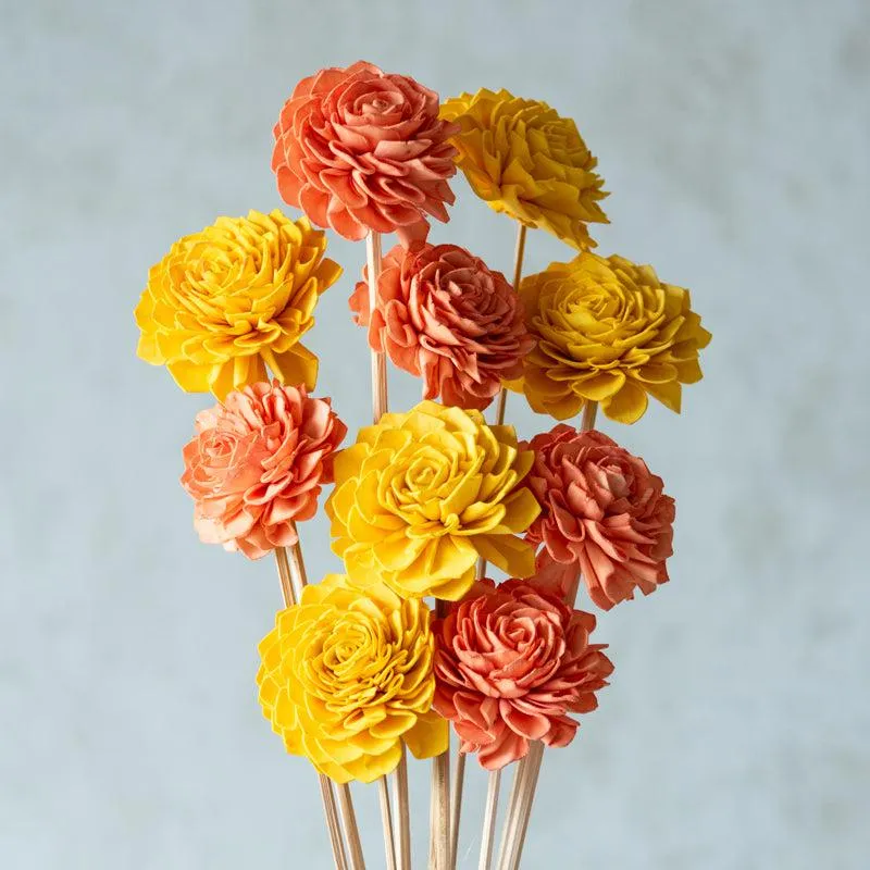 Muskan Sola Wood Rose Flower Stick (Yellow & Peach) - Set Of Ten media 3