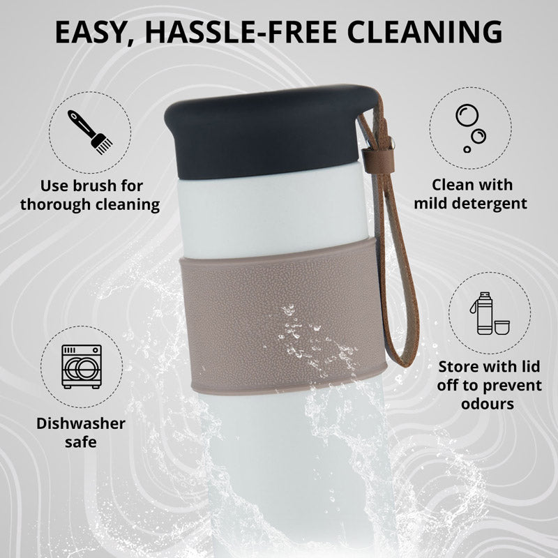 Bergner Walking Mountain Mist Thermosteel Hot And Cold Flask (White) - 450 mL media 5