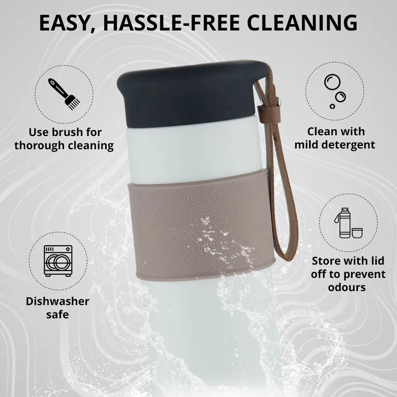 Bergner Walking Mountain Mist Thermosteel Hot And Cold Flask (White) - 450 mL media 5