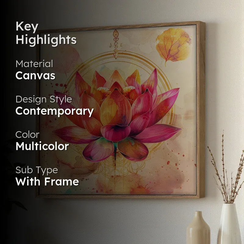 Pink Lotus Nirvana Canvas Wall Art With Frame media 2