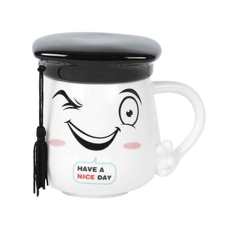 Graduation Cap Quirky Mug With Lid (400 mL) - Black media 3